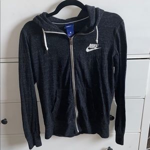 SOLD Nike Heather Grey Zip Up Logo Hoodie- L